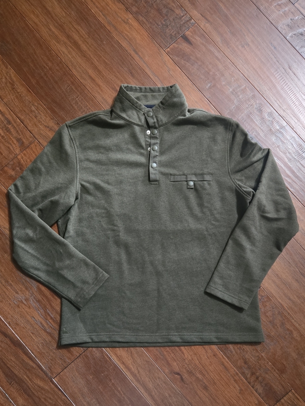 UNTUCKit Olive Green Long Sleeve Henley with Snap Parkson Sweater Large